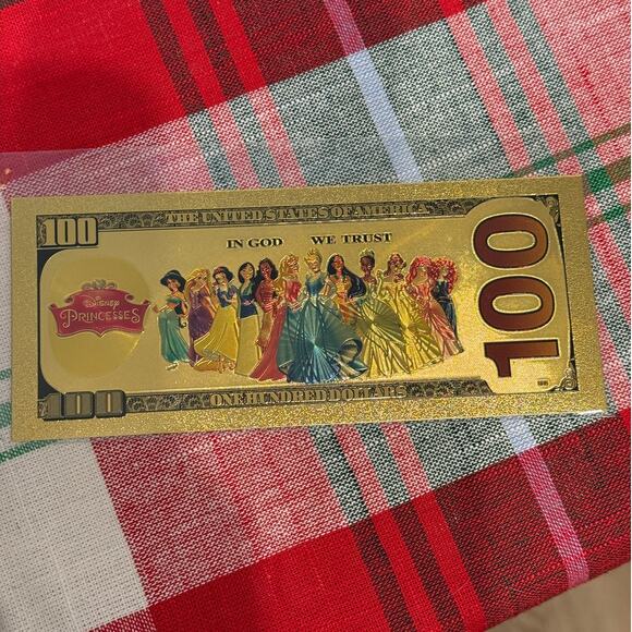 24k Gold Plated Disney Snow White & Disney Princesses Banknote Not Real Currency - Picture 2 of 2